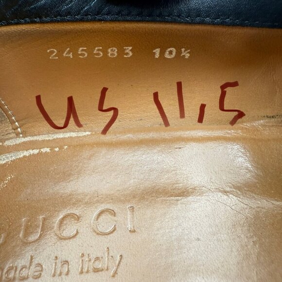 Gucci Diamante Men Size UK 10.5 US 11.5 Black Leather Penny Loafer Dress Shoes - Picture 11 of 12